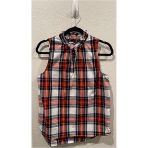 J.CREW Plaid Sleeveless White Red Shirt